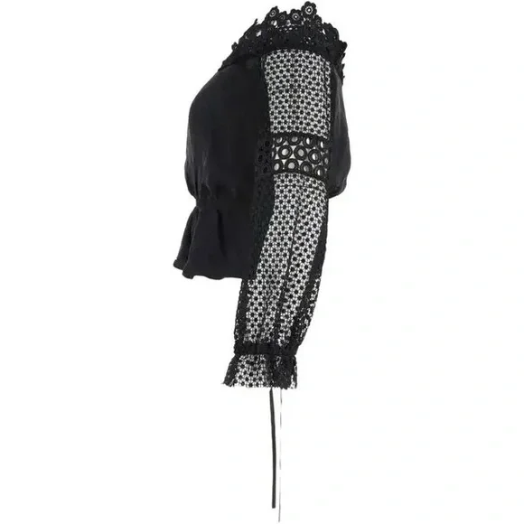 Self-Portrait Black Off-Shoulder Lace Peplum Blouse - Picture 3 of 6